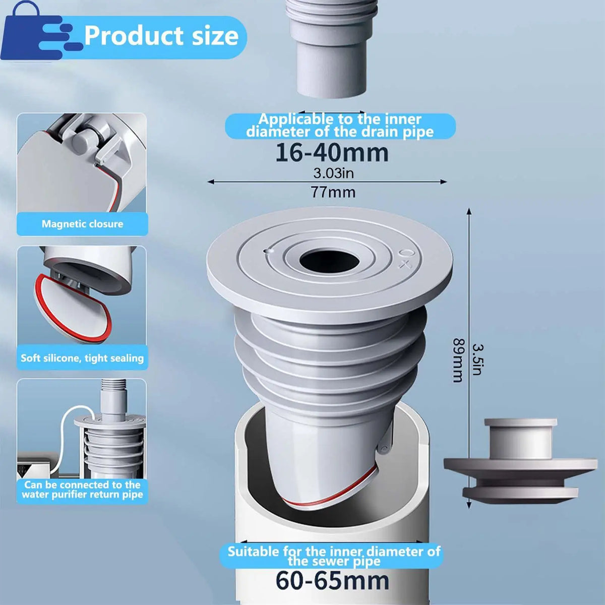 Silicone Drain Seal Ring – Anti-Odor Sink & Floor Pipe Plug Drain Seal Plug Axl
