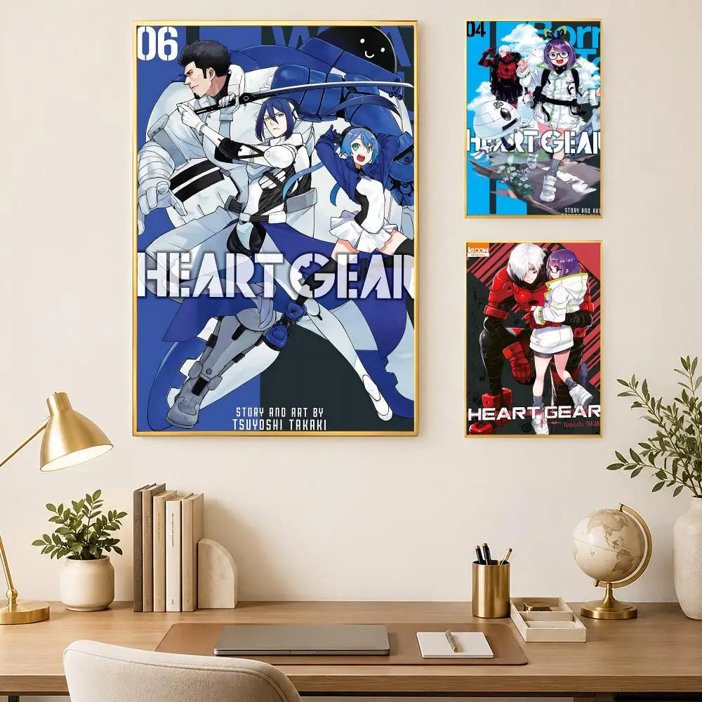 Cartoon Heart Gear Self-Stick Wall Art Poster | Waterproof HD Decor Wall Art Poster Axl