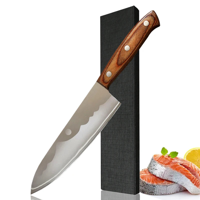 Japanese Seiko Sushi Chef Knife – Wave Edge Carbon Steel & Gift Box Chef Knife Axl Kitchen knife