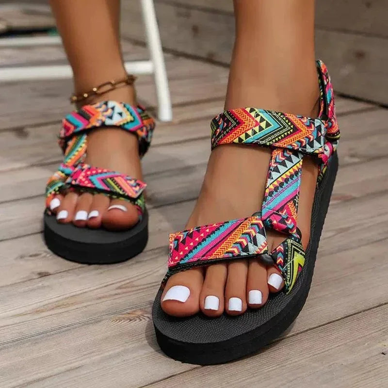 Women's Flat Hemp Rope Beach Sandals – Roman Ankle-Wrap Women's Flat Sandals Axl