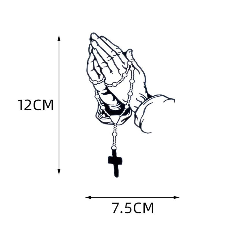 Praying Hands Rosary Car Sticker – Waterproof Religious Decal Religious Car Decal Axl