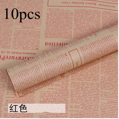 10-Pack Kraft Floral Wrapping Paper – Vintage Newspaper Style Gift Wrapping Paper Axl J