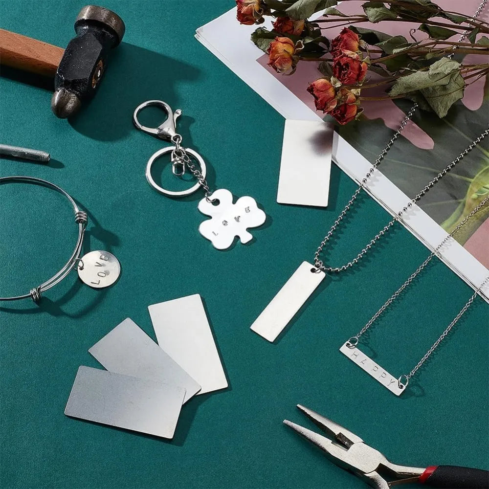 30 Pcs Stainless Steel Rectangle Stamping Blanks 2x1 Inch Metal Stamping Blanks Axl
