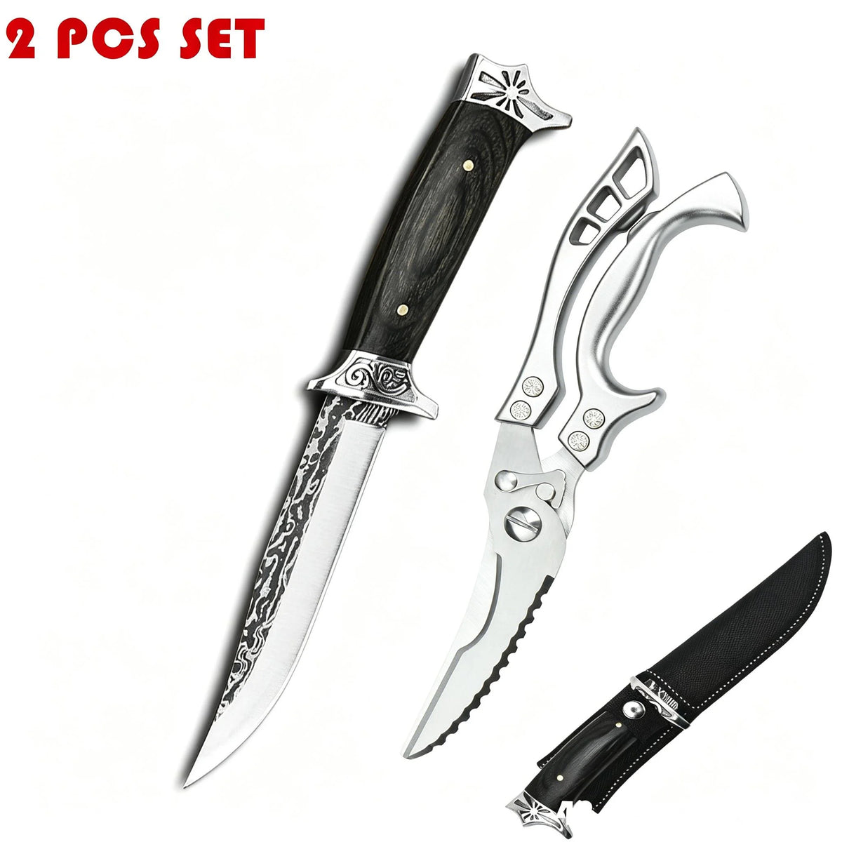 Heavy-Duty Kitchen Scissors & Forged Boning Knife Set Kitchen Knife & Scissors Axl 2pcs