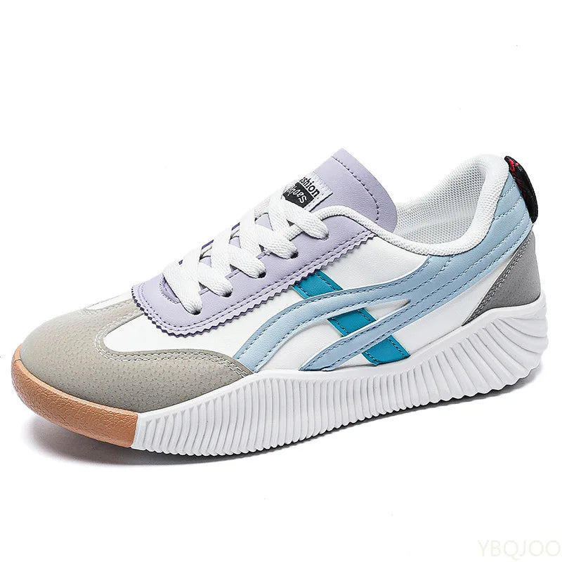 YBQJOO Women's White Sneakers – Breathable Flat Casual Shoes Women's Sneakers Axl