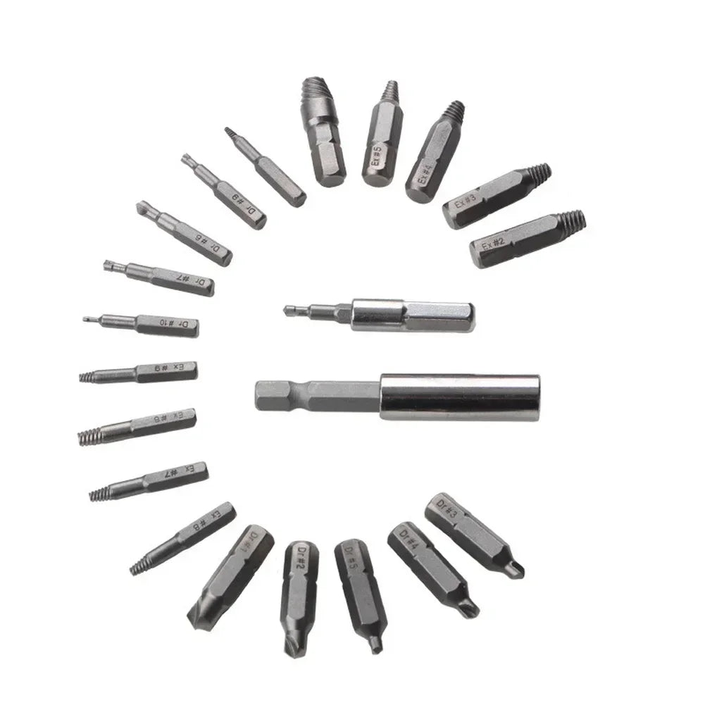 22-Pc Double-Head Broken Screw Extractor & Bolt Removal Kit Screw Extractor Kit Axl