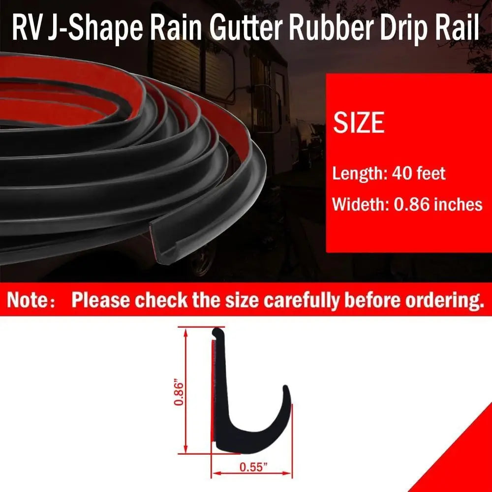 RV Rain Gutter Silicone J-Shape Roof Diverter | 1M 5M 6M Roof Rain Gutter Axl