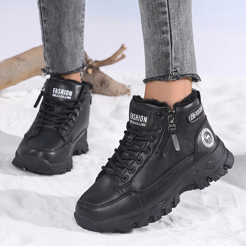 Women's Winter Plush Platform Snow Boots | Waterproof Non-Slip Women's Snow Boots Axl Black 36