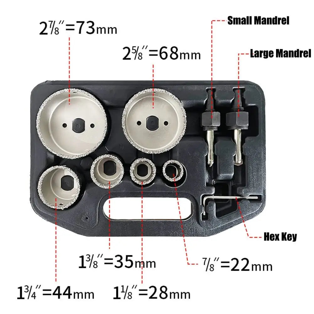 9-Pc Diamond Core Drill Bit Hole Saw Kit – Tile & Stone Diamond Drill Bit Set Axl A