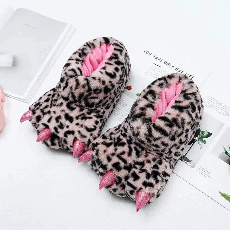 Green Lizard Claw Slippers – Unisex Novelty Furry Animal Slides Novelty Animal Slippers Axl Pink Leopard 38