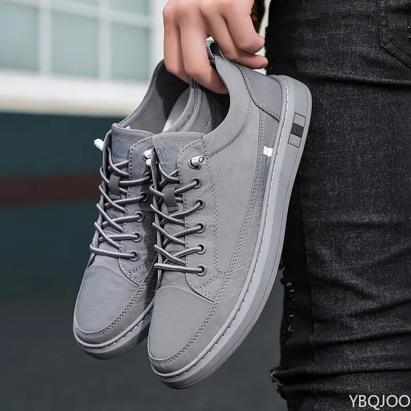 YBQJOO Men's Breathable Canvas Sneakers – Lace-Up Low Cut Men's Canvas Sneakers Axl