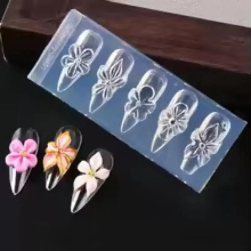 3D Flower Silicone Nail Art Mold – Lily & Hibiscus Resin Stencil Nail Art Mold Axl ONESIZE