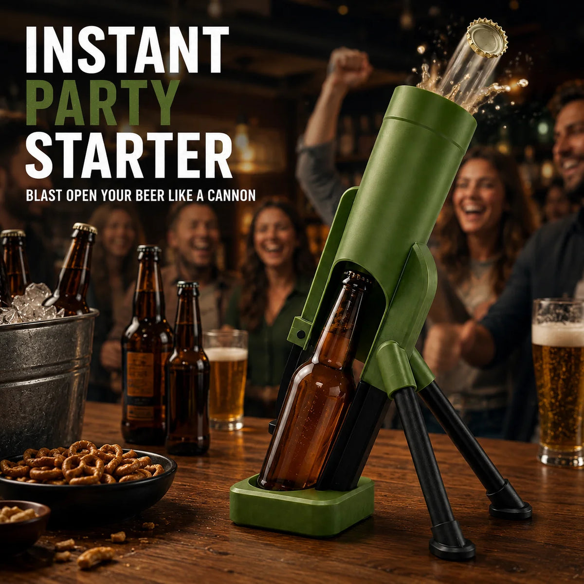 Mortar Bottle Opener Cap Launcher – Magnetic Beer Opener Gift Novelty Bottle Opener Axl