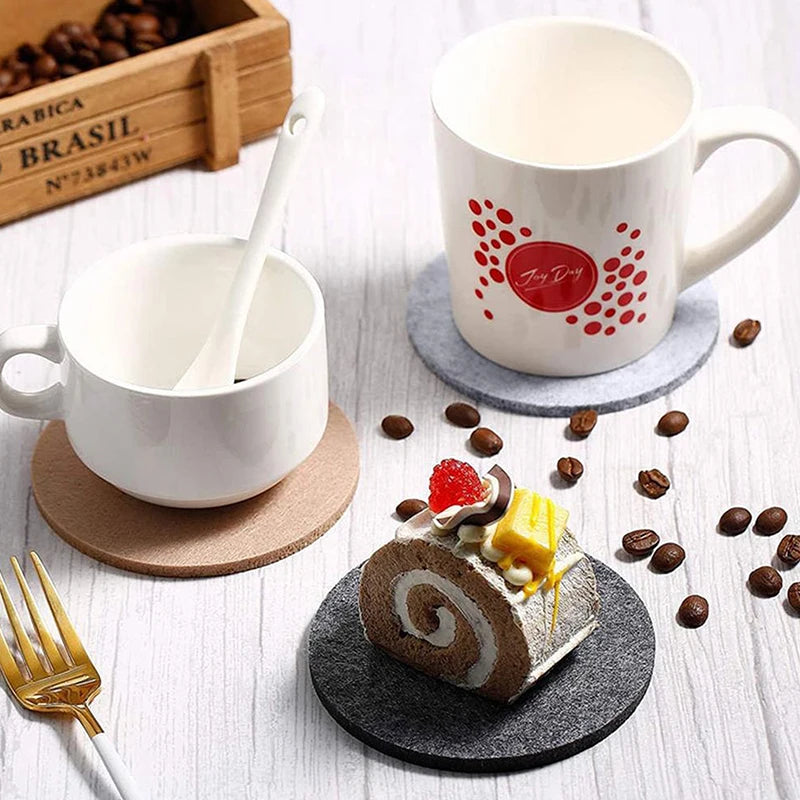10-Pack Round Felt Coasters – Heat-Resistant Table Protectors Felt Coasters Set Axl