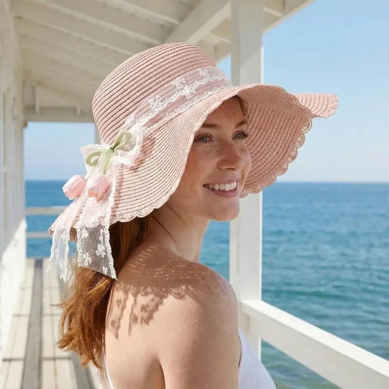 Foldable Wide Brim Straw Sun Hat – UV Protection Beach Cap Straw Sun Hat Axl