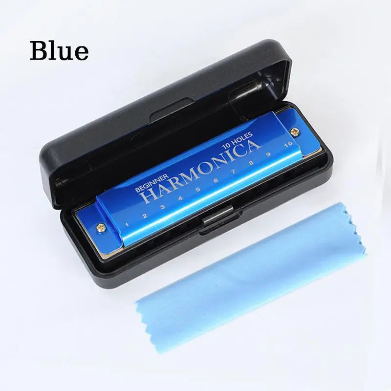 10-Hole Harmonica Key of C with Case | Beginner Gift Beginner Harmonica Axl Blue