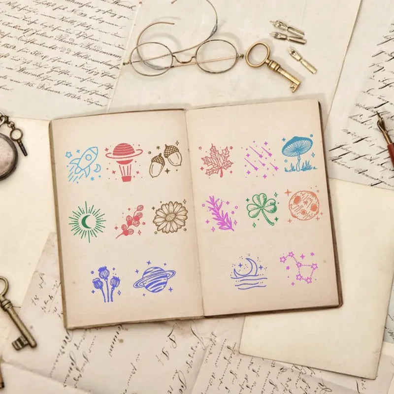 Moon Sun Star Clear Silicone Stamps – 2pc Journaling Set Clear Silicone Stamps Axl