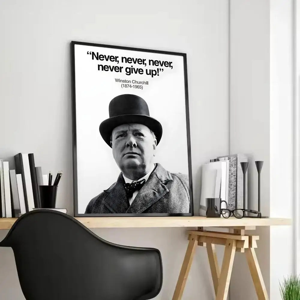 Winston Churchill Frameless Canvas Wall Art Poster | Home Décor Canvas Wall Art Axl Black7 50X70cmFrameless