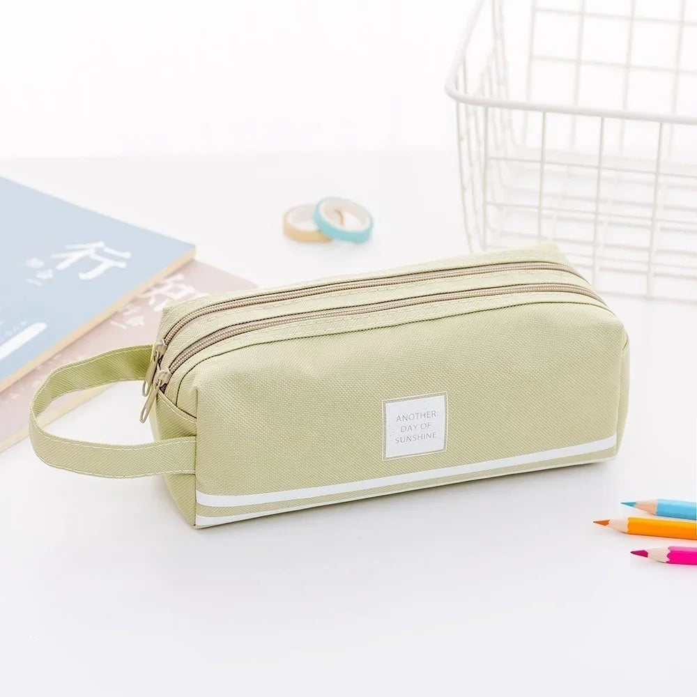 Large Capacity Pencil Pen Bag – Fabric Stationery Organizer Pencil Case Axl Green