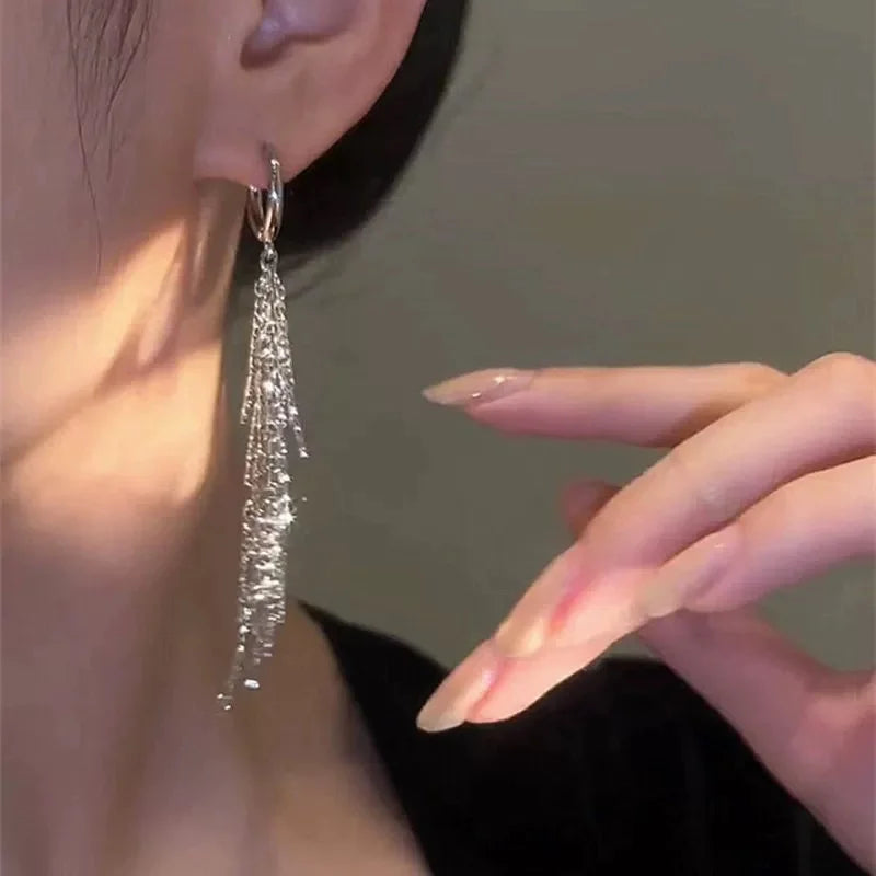 Metal Long Tassel Drop Earrings for Women – Dangle Jewelry Tassel Drop Earrings Axl
