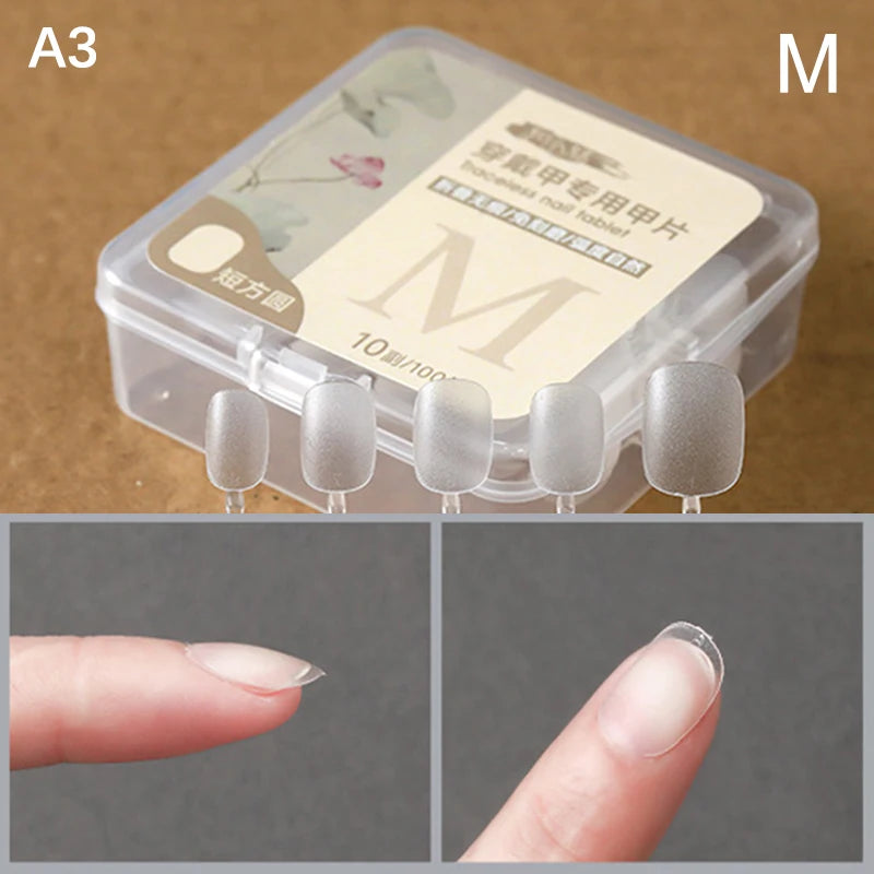 100 PCS Coffin Press On Nails – Clear Fake Nail Tips