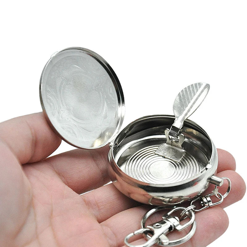 Portable Stainless Steel Pocket Ashtray with Keychain Pocket Ashtray Axl