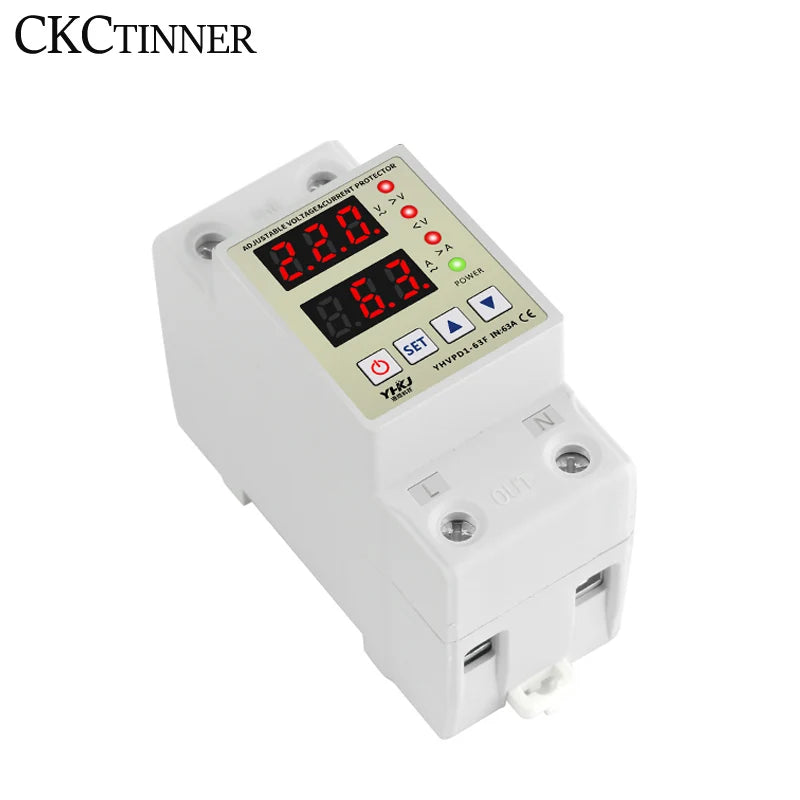 Din Rail Voltage & Current Protector 40A 63A 220V Surge Relay Voltage Protection Relay Axl