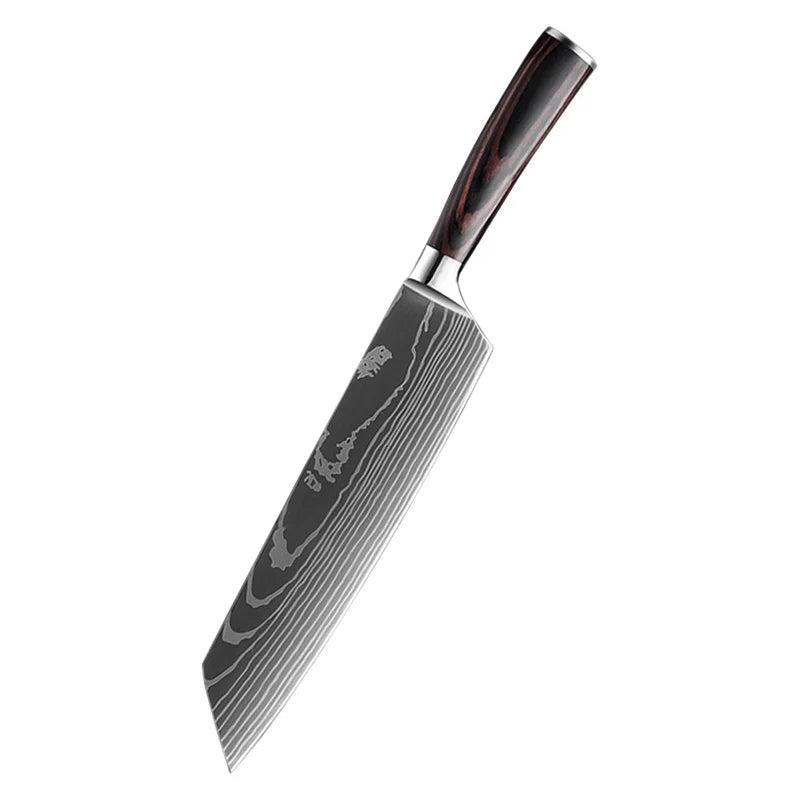 InLeung Damascus Chef Knife – Sharp Stainless Steel Kitchen Blade Chef Kitchen Knife Axl cleaver knife B