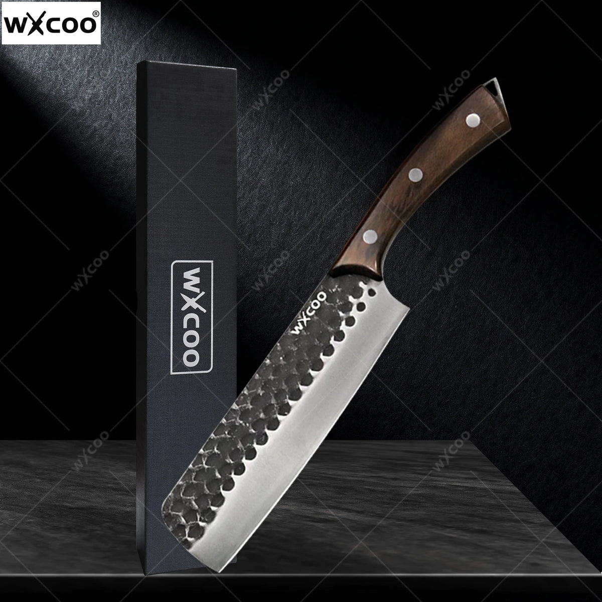 WXCOO Stainless Steel Meat Cleaver Chef Knife – Wood Handle Kitchen Cleaver Knife Axl with box