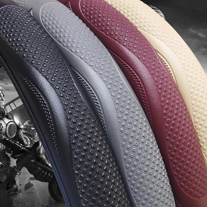 Universal Leather Steering Wheel Cover – Anti-Slip 38cm Steering Wheel Cover Axl