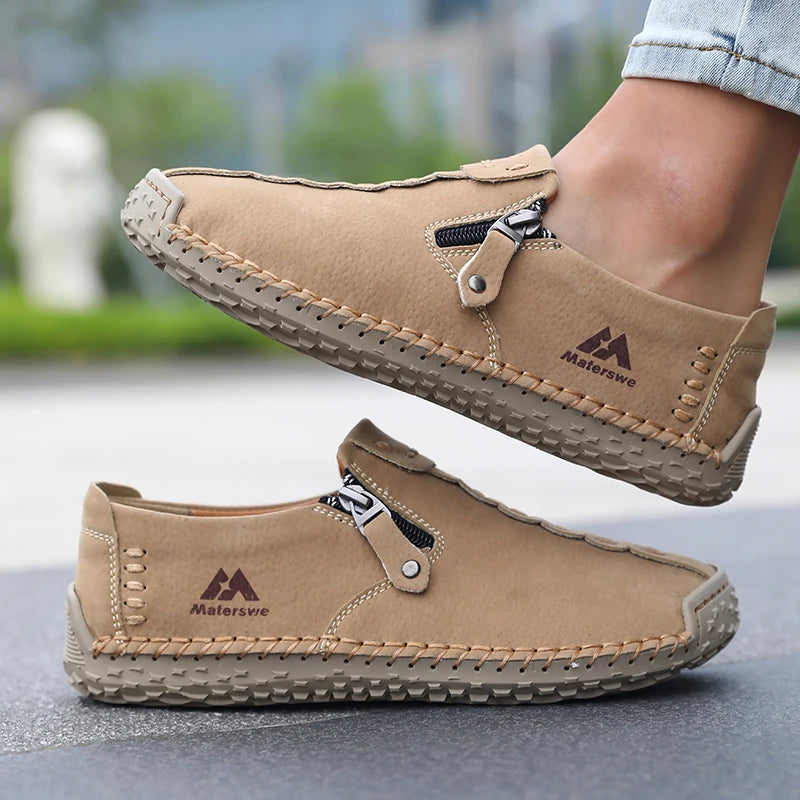 ZULIWAGN Women's Faux Leather Slip-On Loafers | Plus Size Flats Women's Slip-On Loafers Axl Dark Khaki 44
