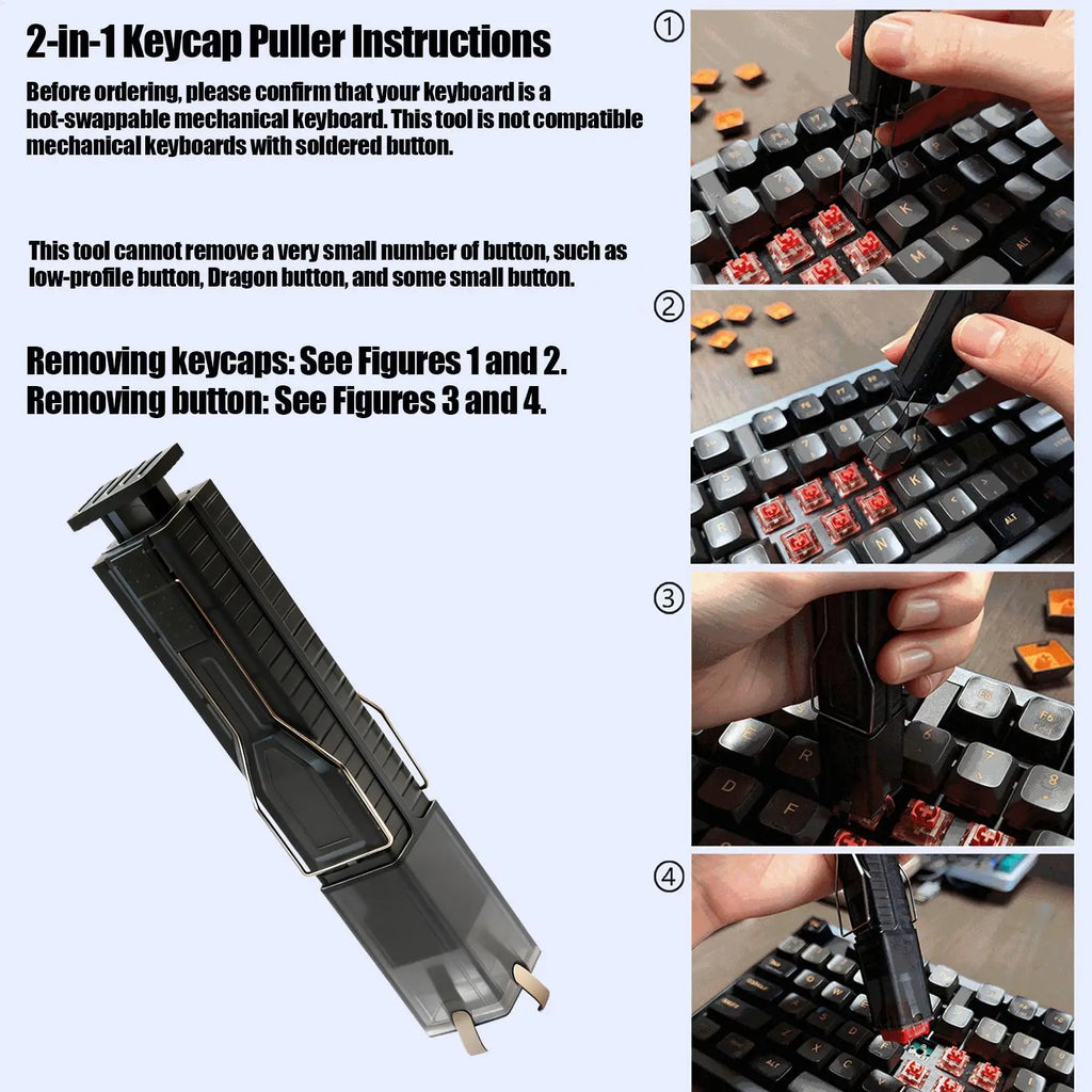 2-in-1 Keycap Puller & Key Extractor – 4-Claw Grip Tool Keycap Puller Tool Axl