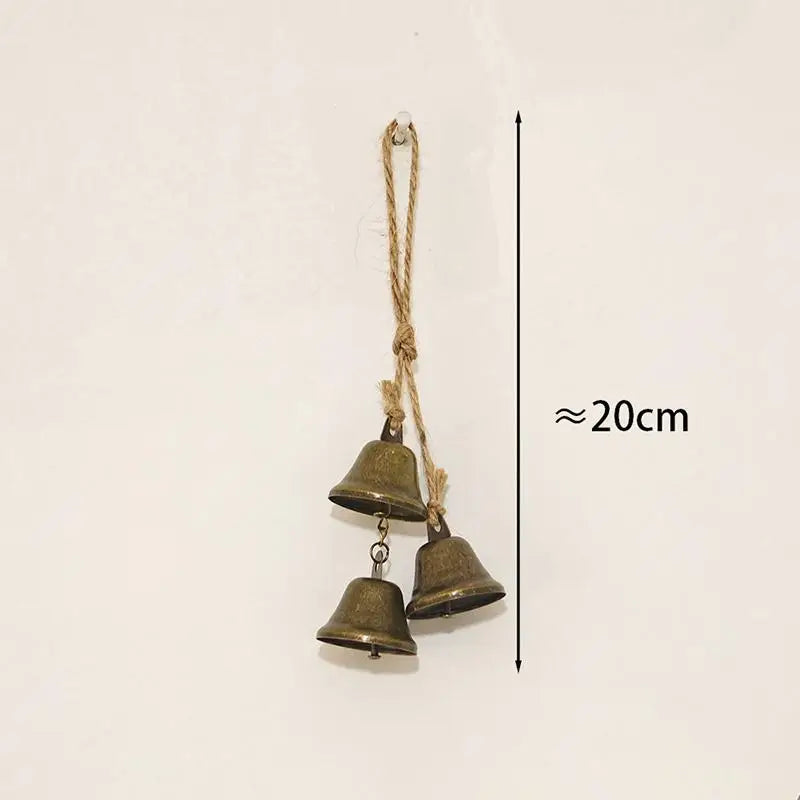 Vintage Brass Hanging Bell – Rustic Cast Iron Wind Chime Hanging Bell Decor Axl A4