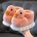 Kids Kawaii Duckling Fuzzy Slippers – Warm Winter Fur Slides Kids Fuzzy Slippers Axl Pink CN32-33 inner 20.3cm China Mainland