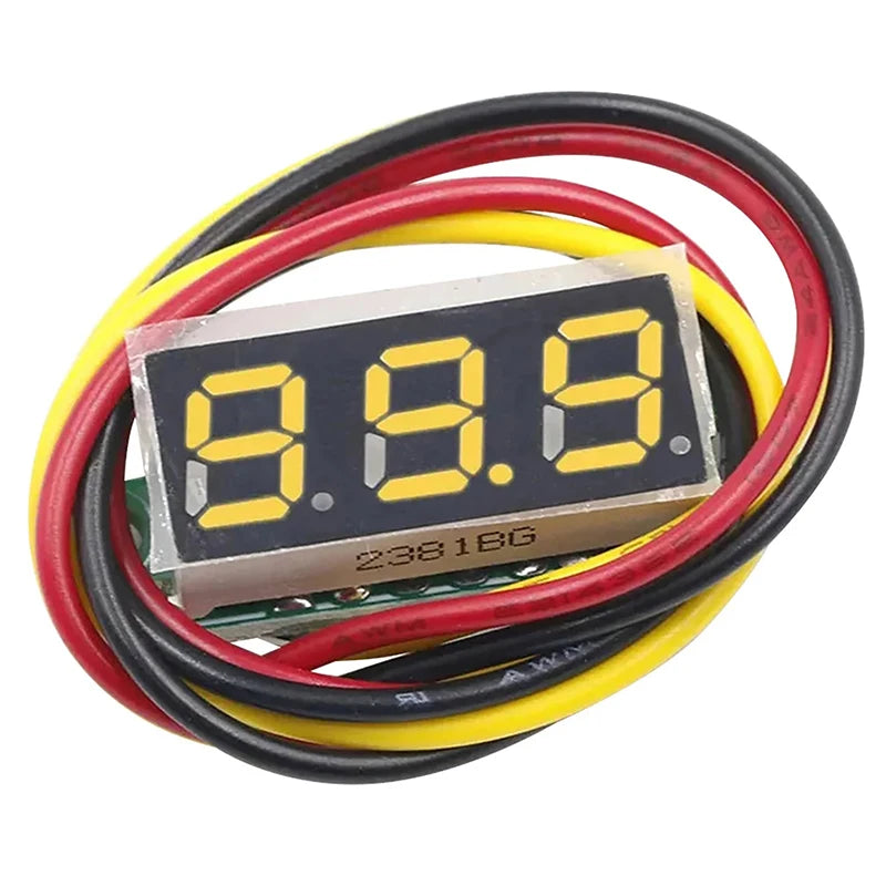 Mini Digital DC Voltmeter 0–100V | 0.28" Voltage Tester Digital Voltmeter Axl Yellow