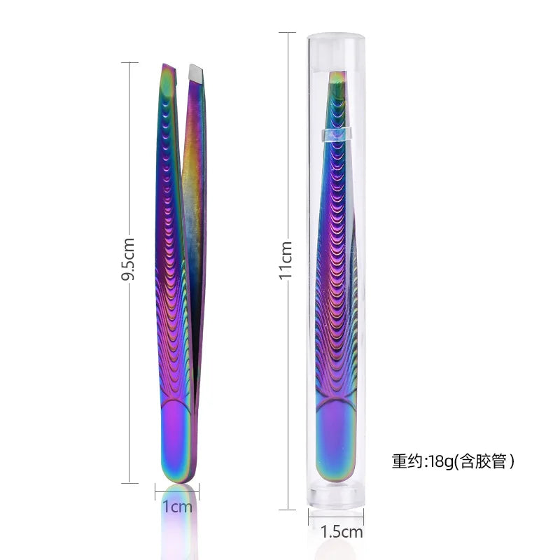 Slant Tip Stainless Steel Tweezers – Brow & Eyelash Tool Beauty Tweezers Axl Fish-patterned multi