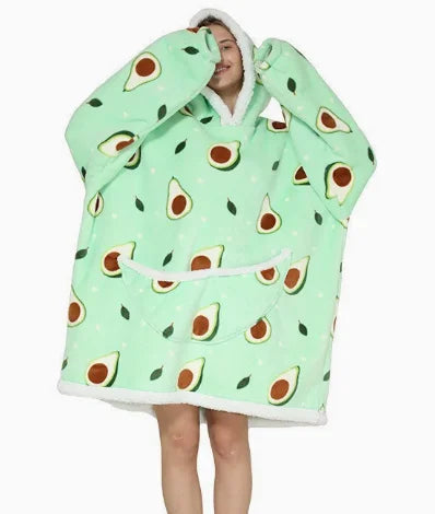 Oversized Flannel Blanket Hoodie – Fleece Pullover Sweatshirt Fleece Blanket Hoodie Axl green One Size