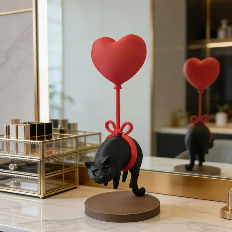3D Printed Cat & Heart Balloon Ornament | Desk & Shelf Decor Decorative Figurine Axl Default Title