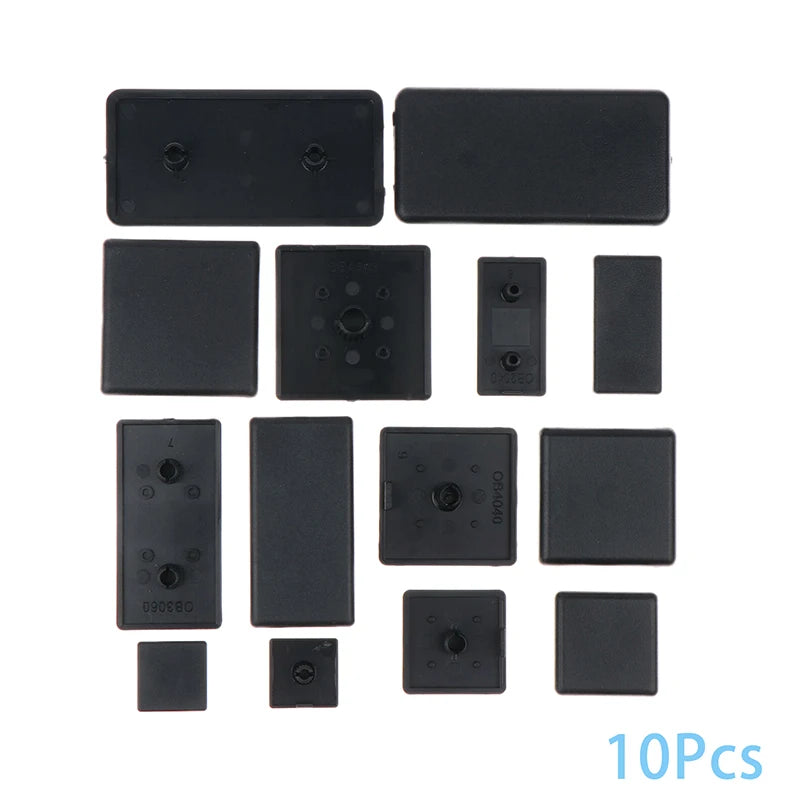 10Pcs Black Plastic End Caps for EU Aluminum Profile 2020–4545 Profile End Caps Axl