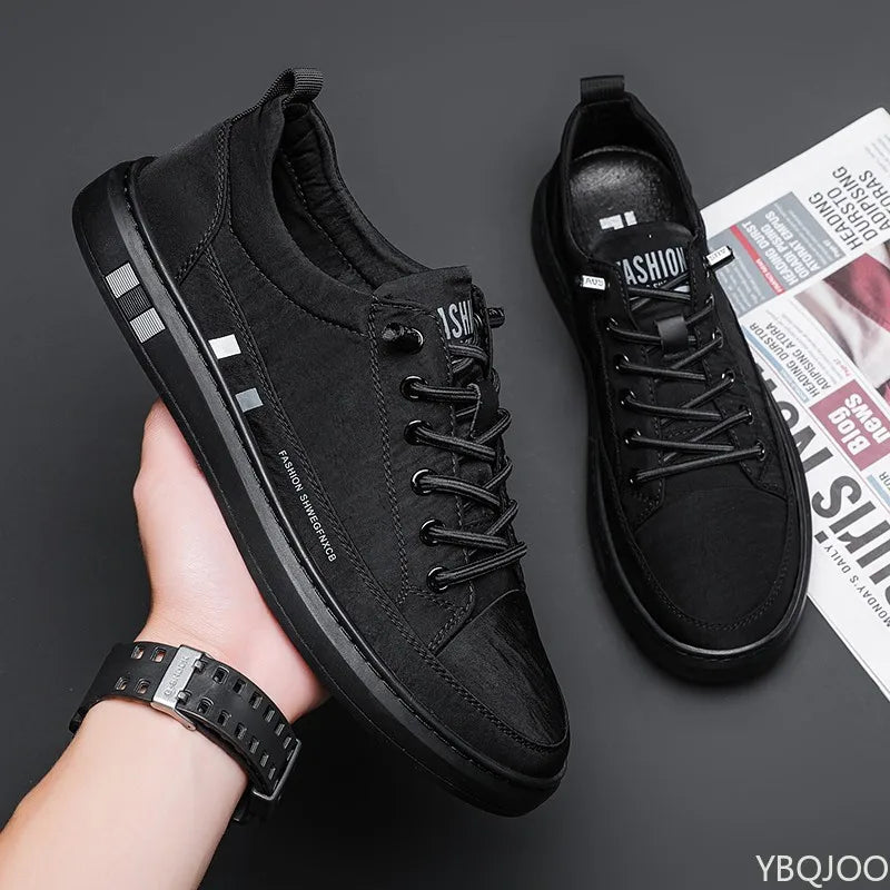 YBQJOO Men's Breathable Canvas Sneakers – Lace-Up Low Cut Men's Canvas Sneakers Axl