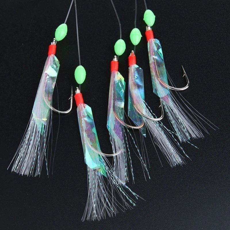 5-Pc Soft Silverskin Fishing Lure Set | Crystal Barbed Hook Bait Fishing Lure Set Axl WHITE