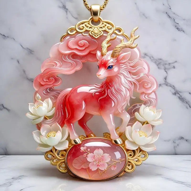 Nine-Tailed Fox Enamel Pendant Necklace | Chinese Mythology Enamel Pendant Necklace Axl A13
