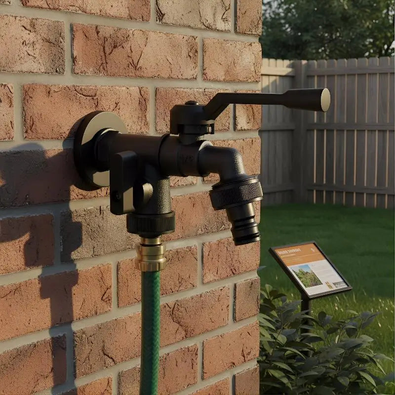 Freeze-Proof 2-Way Garden Faucet – Dual Outlet Zinc Alloy Tap Garden Faucet Axl