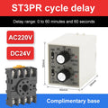ST3PR Dual Cycle Twin Timer Relay with Socket Base | SPDT Electrical Timer Relay Axl 60min AC220V