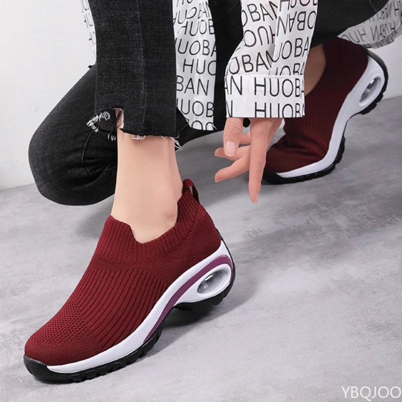 Women's Breathable Mesh Slip-On Casual Sports Shoes Wide Sizes Women's Casual Shoes Axl