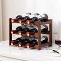 Bamboo Wine Rack Multi-Grid Bottle Organizer & Display Stand Bamboo Wine Rack Axl 3 Layers 9 Bottles