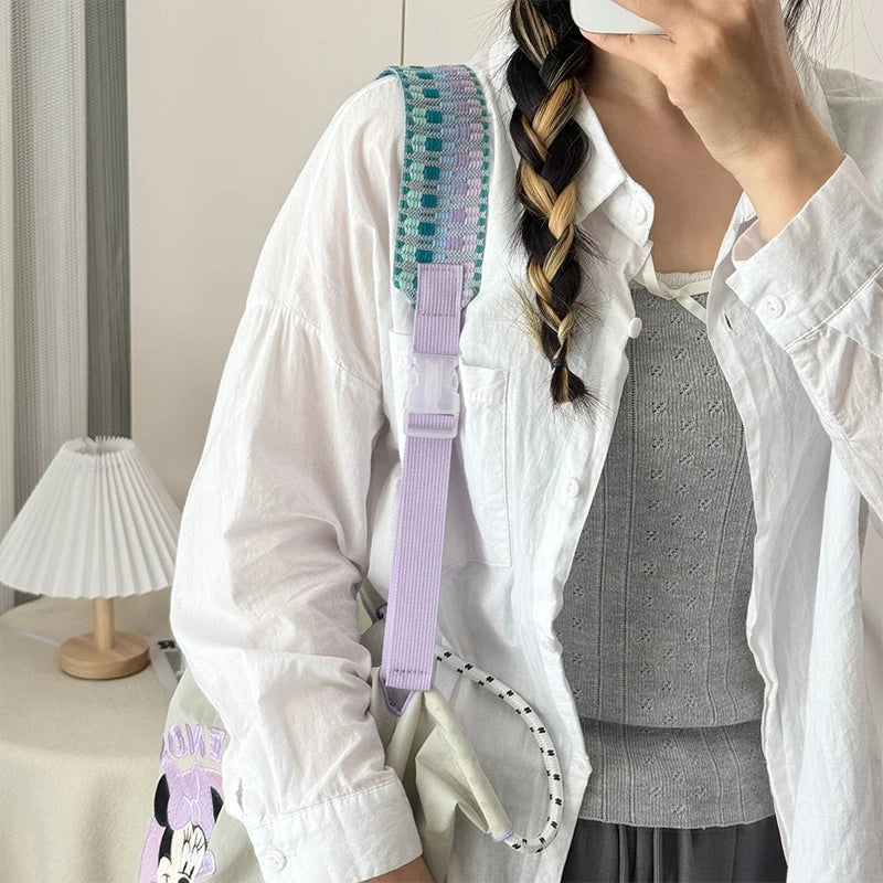Adjustable Embroidered Crossbody Bag Strap – Colorful Nylon Bag Strap Axl