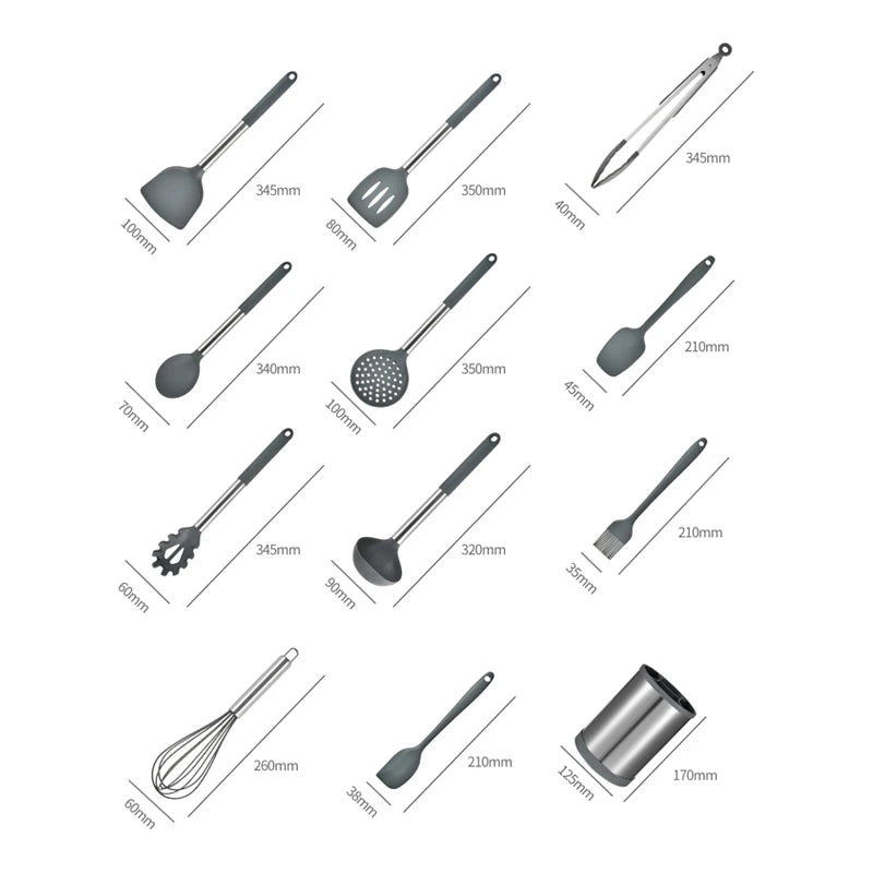 12-Piece Silicone Kitchen Utensil Set with 360° Rotating Stand Silicone Utensil Set Axl