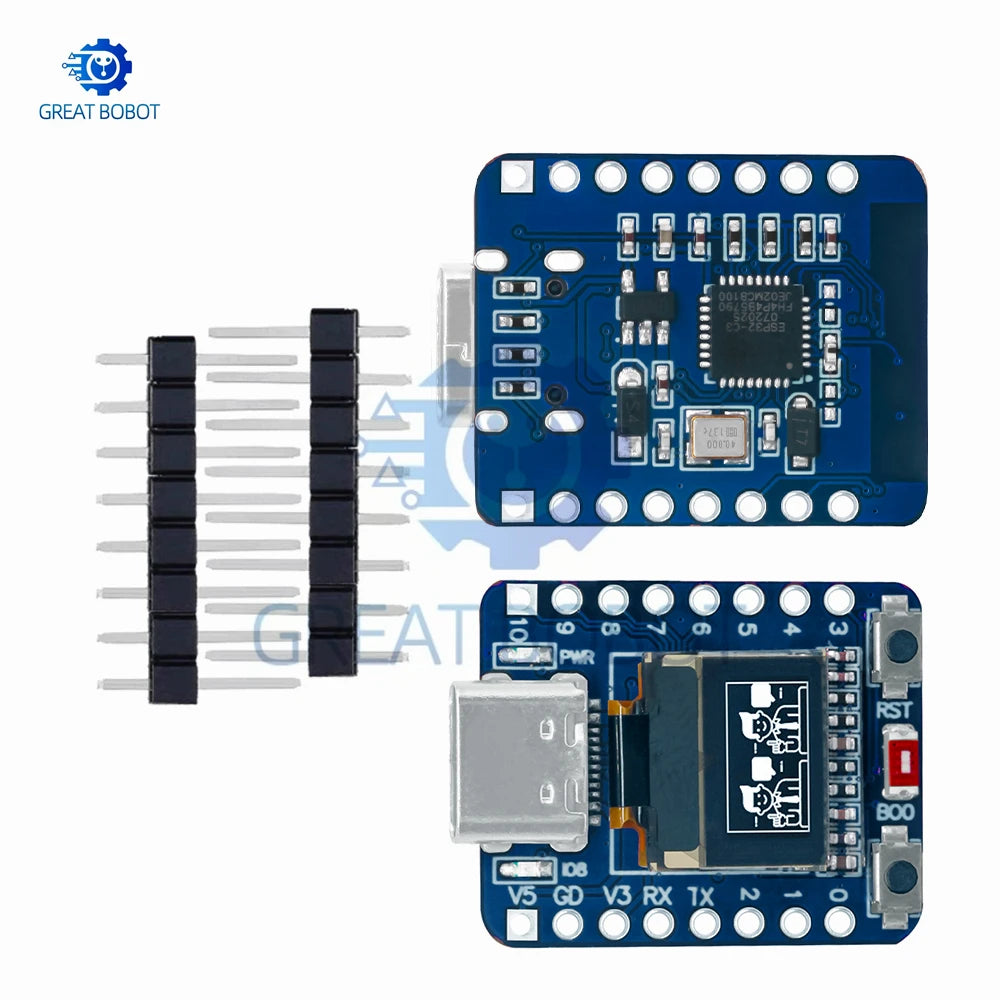 Mini ESP32-C3 Dev Board – Wi-Fi, Bluetooth & OLED Display Microcontroller Dev Board Axl