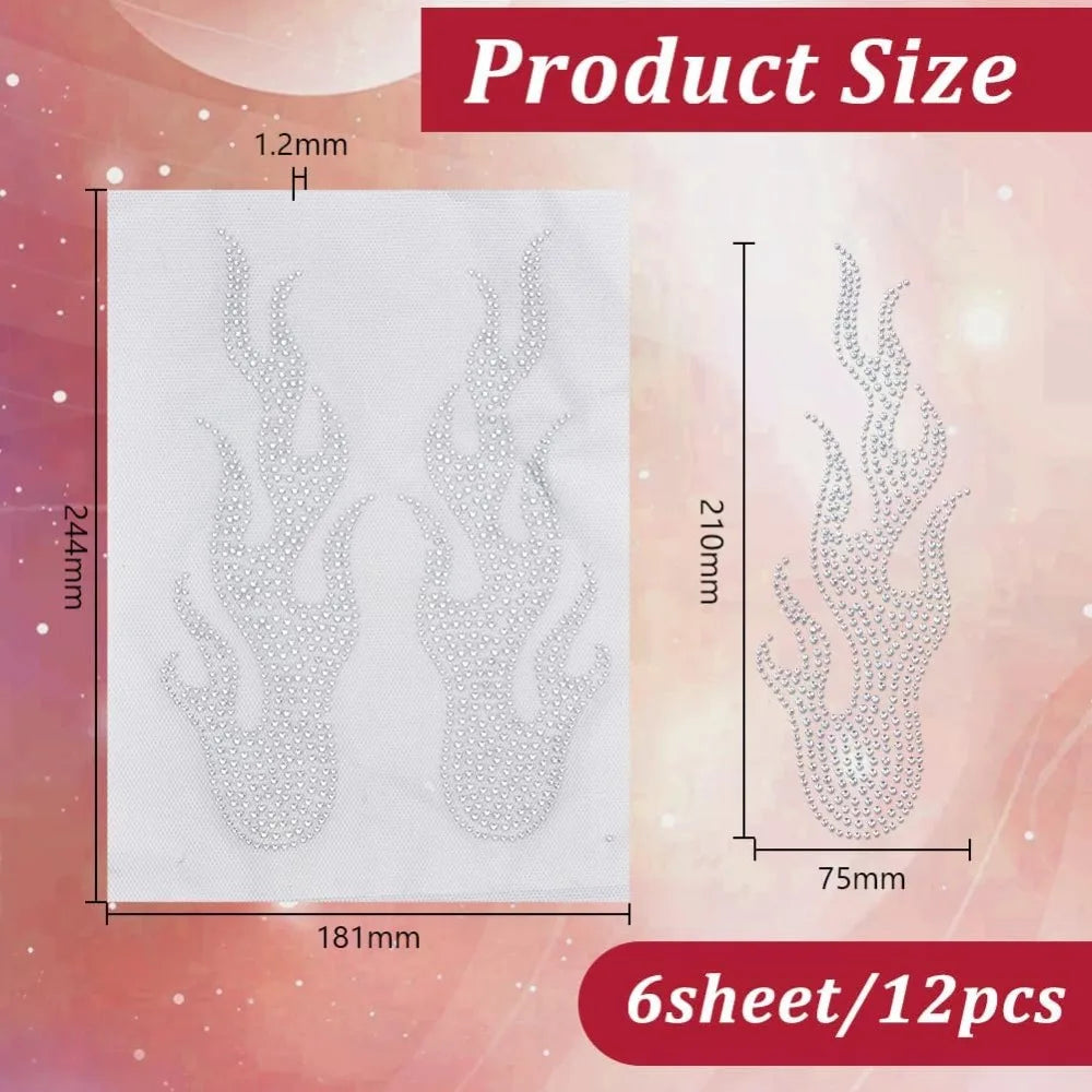Hotfix Glass Rhinestone Flame Iron-On Patches – 6 Sheets Iron-On Rhinestone Patches Axl